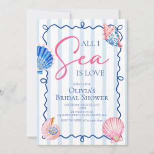 All I Sea is Love Beach Seashells Bridal Shower Invitation
