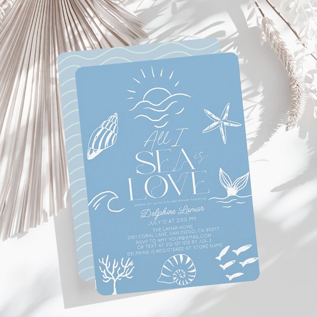 All I Sea is Love Blue Coastal Bridal Shower Invitation (Creator Uploaded)