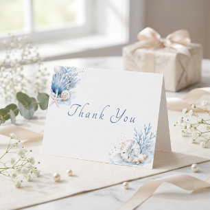 All I Sea Is Love Bridal Shower Blue Watercolor Thank You Card