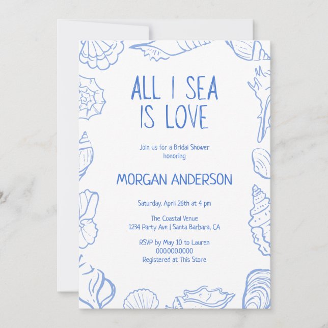 All I Sea is Love Bridal Shower Invitation (Front)