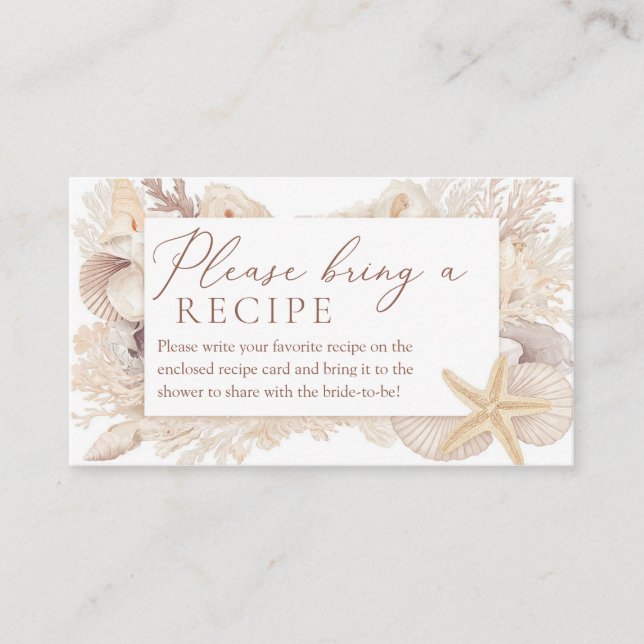 All I sea Is Love Bridal Shower Recipe  Enclosure Card (Front)