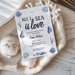 All I Sea Is Love Bridal Shower Watercolor seas Invitation<br><div class="desc">Chic All I Sea Is Love Bridal Shower Watercolor seashell Invitation, Make waves with this elegant and whimsical “All I Sea Is Love” Bridal Shower Invite, featuring soft watercolor navy blue seashells, starfish, coral, and ocean-inspired hues. This design perfectly captures coastal romance with its delicate hand-painted elements and modern typography....</div>