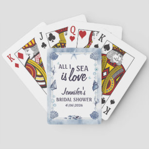  all I Sea Is Love Bridal Shower Watercolor Seashe Poker Cards