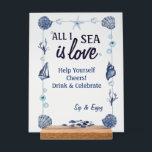 All I Sea Is Love Bridal Shower Watercolor seashel Acrylic Sign<br><div class="desc">Chic All I Sea Is Love Bridal Shower Watercolor seashell bar sign, Make waves with this elegant and whimsical “All I Sea Is Love” Bridal Shower design, featuring soft watercolor navy blue seashells, starfish, coral, and ocean-inspired hues. This design perfectly captures coastal romance with its delicate hand-painted elements and modern...</div>