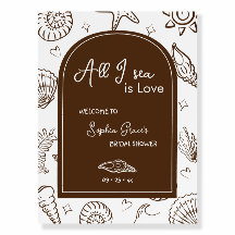 All I Sea is Love Brown Seashells Doodles