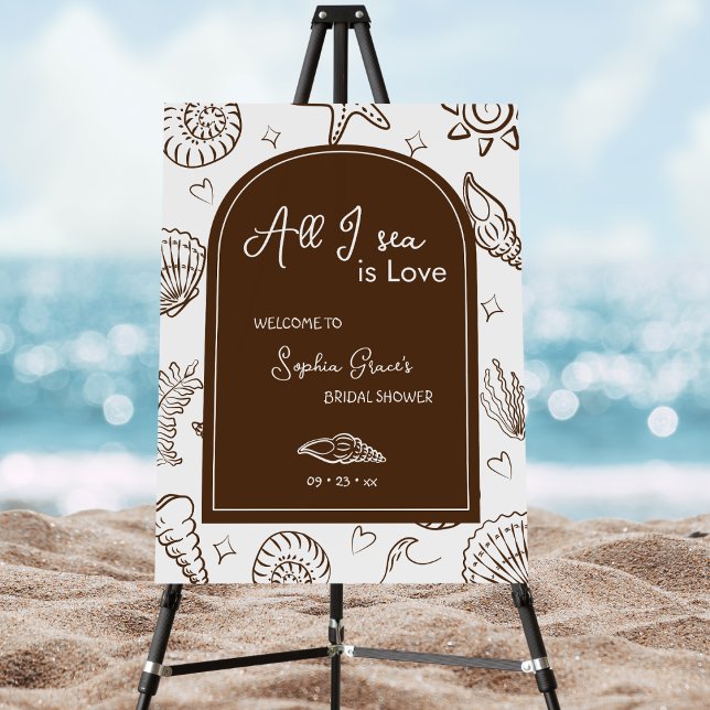 All I Sea is Love Brown Seashells Doodles  Foam Board (Creator Uploaded)