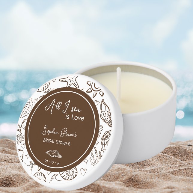 All I Sea is Love Brown Seashells Doodles  Mini Candle Favors (Creator Uploaded)