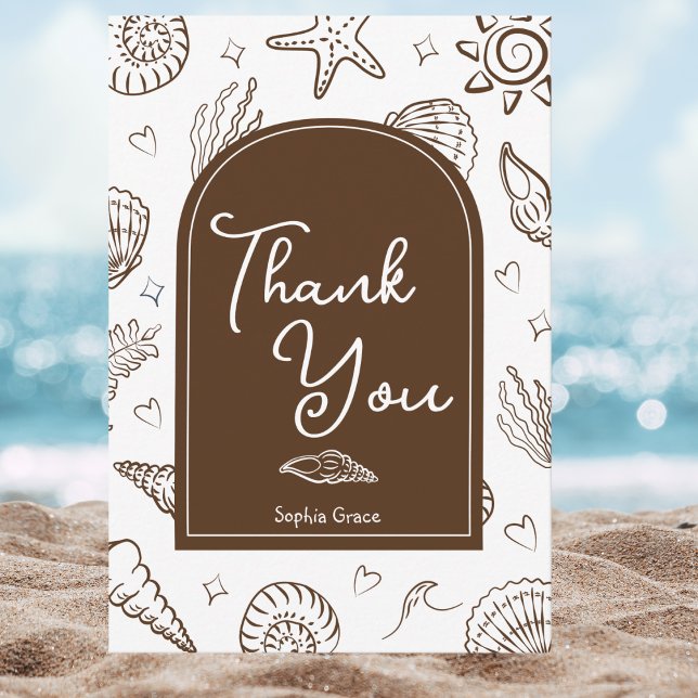 All I Sea is Love Brown Thank You Card (Creator Uploaded)