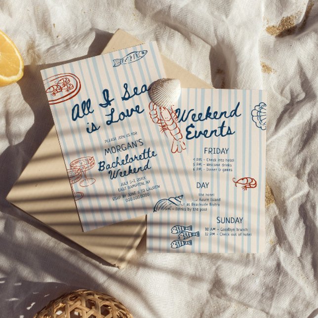 All I Sea is Love Coastal Bachelorette Invitation (Creator Uploaded)