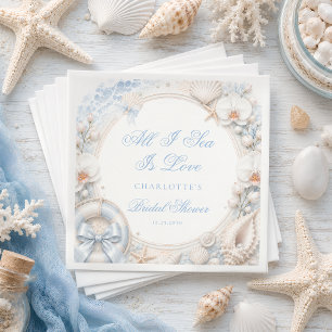 All I Sea Is Love Coastal Bridal Shower Napkins