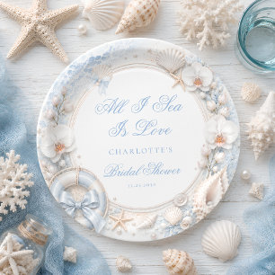 All I Sea Is Love Coastal Bridal Shower Paper Plates