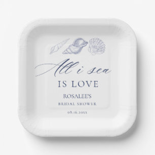 All I Sea Is Love Coastal Bridal Shower Paper Plates