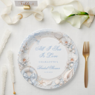 All I Sea Is Love Coastal Bridal Shower Paper Plates