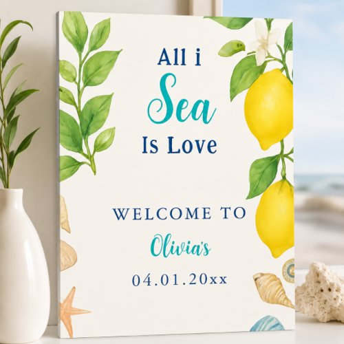 All I Sea Is Love Coastal Lemon Yellow Art Foam Board