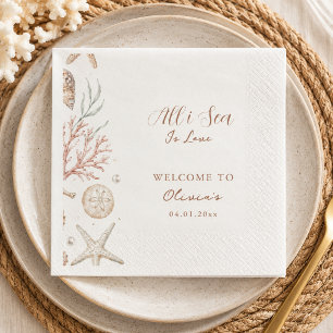 All I Sea Is Love Coastal Neutral Shell Art Napkins