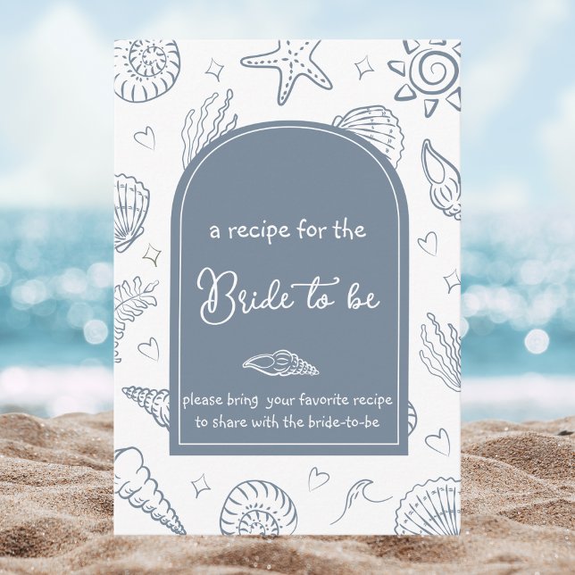 All I Sea is Love Dusty Blue Recipe Bridal Shower Enclosure Card (Creator Uploaded)