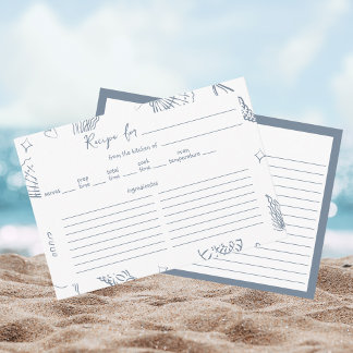 All I Sea is Love Dusty Blue Recipe Bridal Shower  Enclosure Card