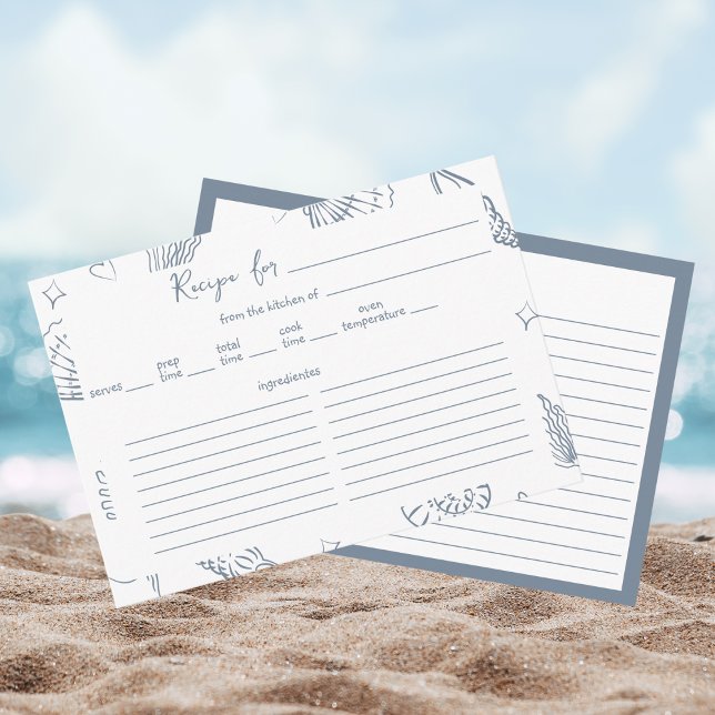 All I Sea is Love Dusty Blue Recipe Bridal Shower  Enclosure Card (Creator Uploaded)