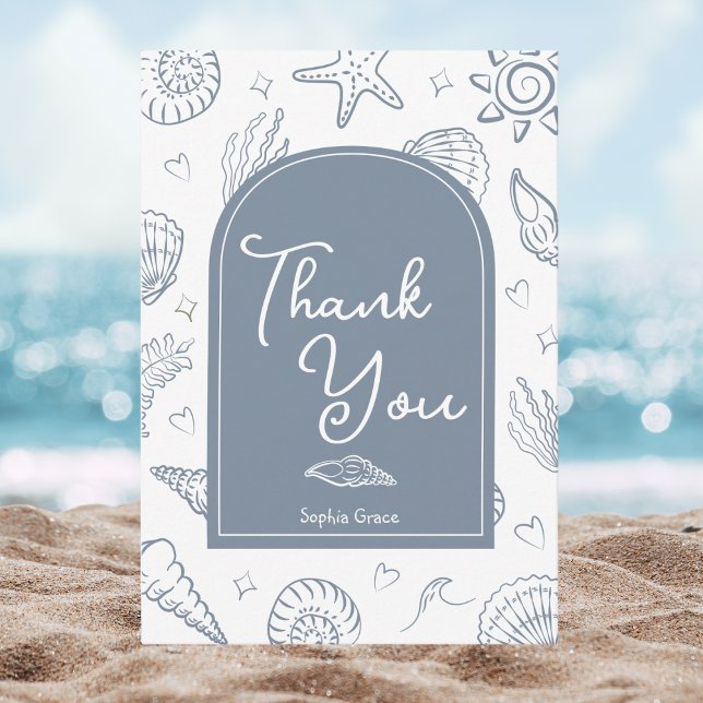 All I Sea is Love Dusty Blue Thank You Card (Creator Uploaded)