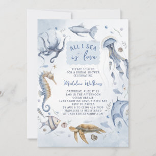 All I Sea Is Love Elegant Ocean Bridal Shower Invitation