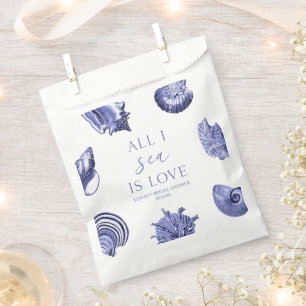 All I Sea Is Love Elegant Seashells Bridal Shower  Favor Bag