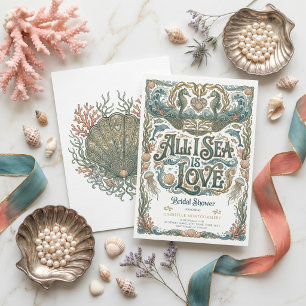 All I Sea Is Love Nautical Art Nouveau Bridal Invitation