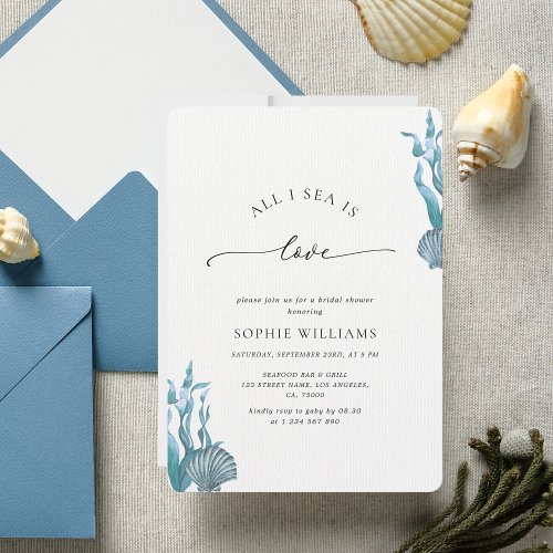 All I Sea Is Love Nautical Coastal Bridal Shower Invitation