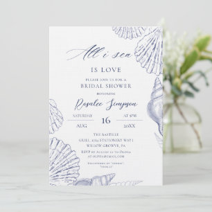 All I Sea Is Love Nautical Coastal Bridal Shower Invitation