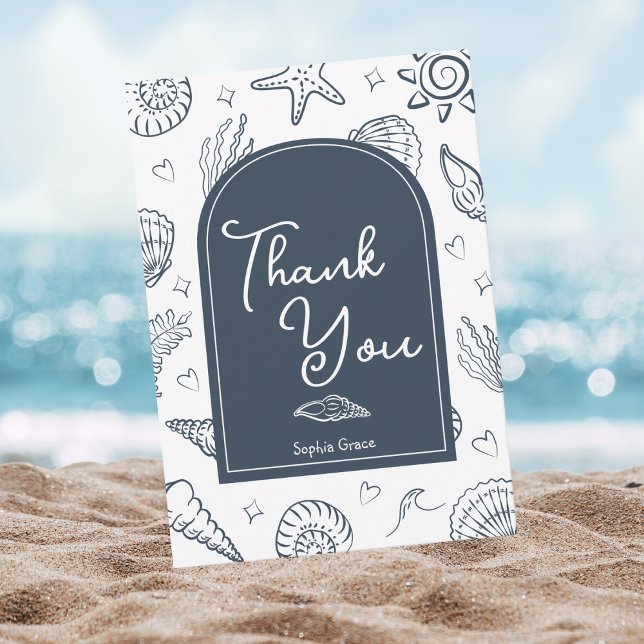 All I Sea is Love Navy Blue Thank You Card (Creator Uploaded)