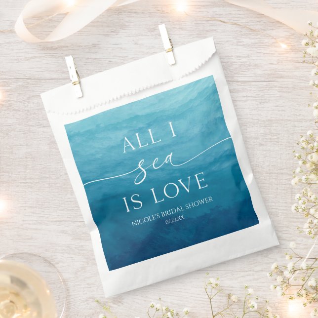 All I Sea Is Love Ocean Beach Sea Bridal Shower Favor Bag (Clipped)