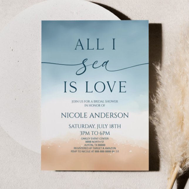 All I Sea Is Love Ocean Beach Shore Bridal Shower Invitation (Creator Uploaded)