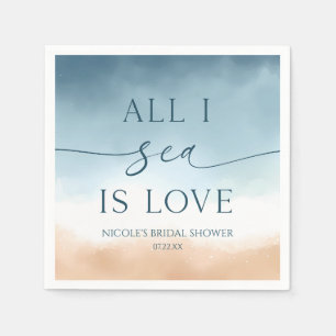 All I Sea Is Love Ocean Beach Shore Bridal Shower Napkins