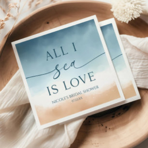 All I Sea Is Love Ocean Beach Shore Bridal Shower Napkins