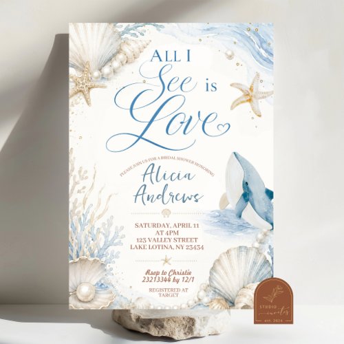 All I sea is love Ocean Summer Bridal Shower Invitation