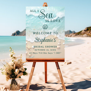 All I Sea Is Love Ocean Waves Beach Bridal Shower Foam Board