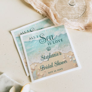 All I Sea Is Love Ocean Waves Beach Bridal Shower Napkins