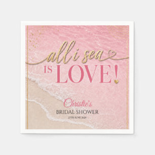 All I Sea Is Love Pink Bridal Shower Napkins
