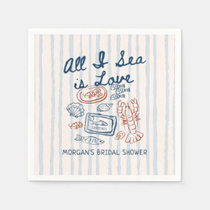 All I Sea is Love Seafood Bridal Shower Napkins
