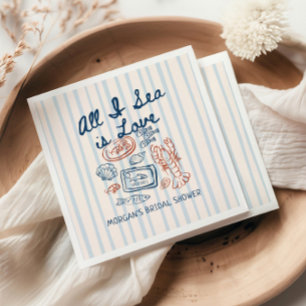 All I Sea is Love Seafood Bridal Shower Napkins