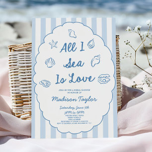 All I Sea Is Love Seashell Coastal Bridal Shower Invitation