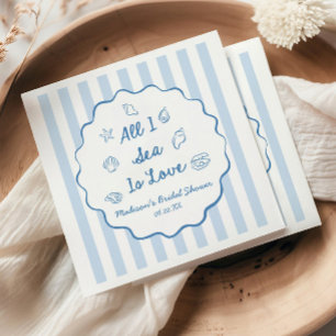 All I Sea Is Love Seashell Coastal Bridal Shower Napkins