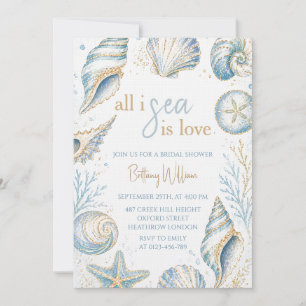 All I Sea Is Love Seashells Bridal Shower Invitation