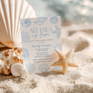 All I sea Is Love Seashells Bridal Shower Invitation