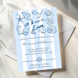 All I sea is love seashells bridal shower Invitation
