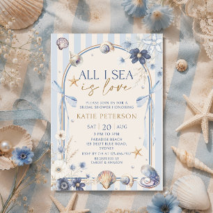 All I sea Is Love Seashells Bridal Shower Invitation