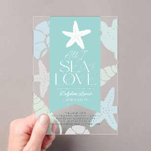All I Sea is Love Starfish Bridal Shower Acrylic Invitations