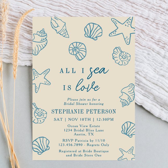 All I Sea Is Love Whimsical Beach Bridal Shower Invitation (Creator Uploaded)