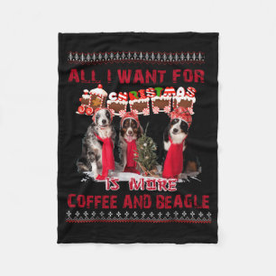 All I Want Beagle And Coffee In Christmas Event Fleece Blanket