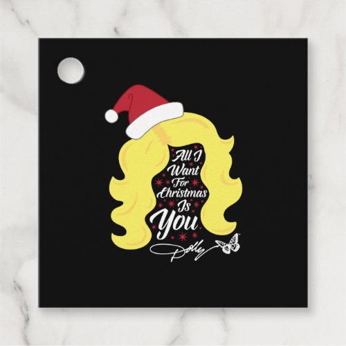 All I Want Christmas Dolly Wig Favor Tags