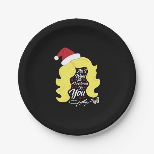 All I Want Christmas Dolly Wig Paper Plates